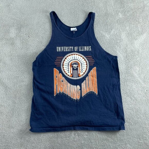 Vintage University Of Illinois Fighting Illini Tank Team Hanes L 4905 - Picture 1 of 8